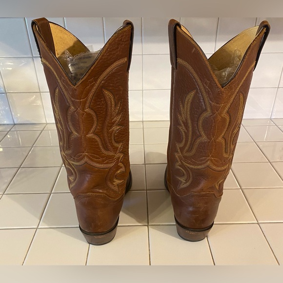 Justin Leather Western Cowboy Boots Pointed Toe Brown Mens 8.5 D 1470 **Read** main image 4